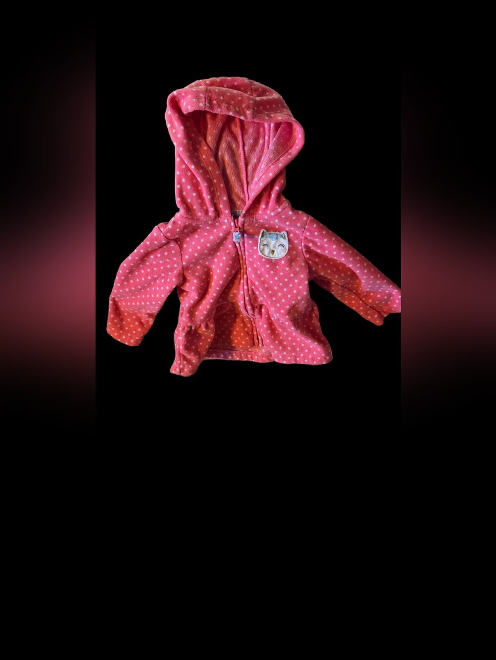 Carter's Baby Pink Polka Dot Hooded Jacket with Owl Patch 9mo